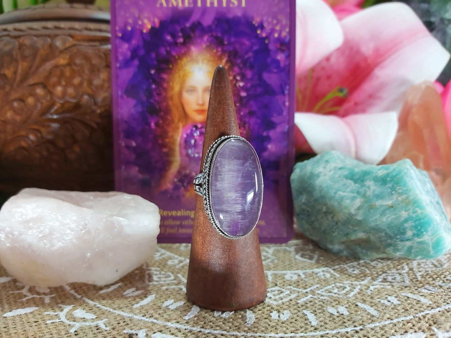 Amethyst Soul Star Protection Ring Size US 9 (E935)