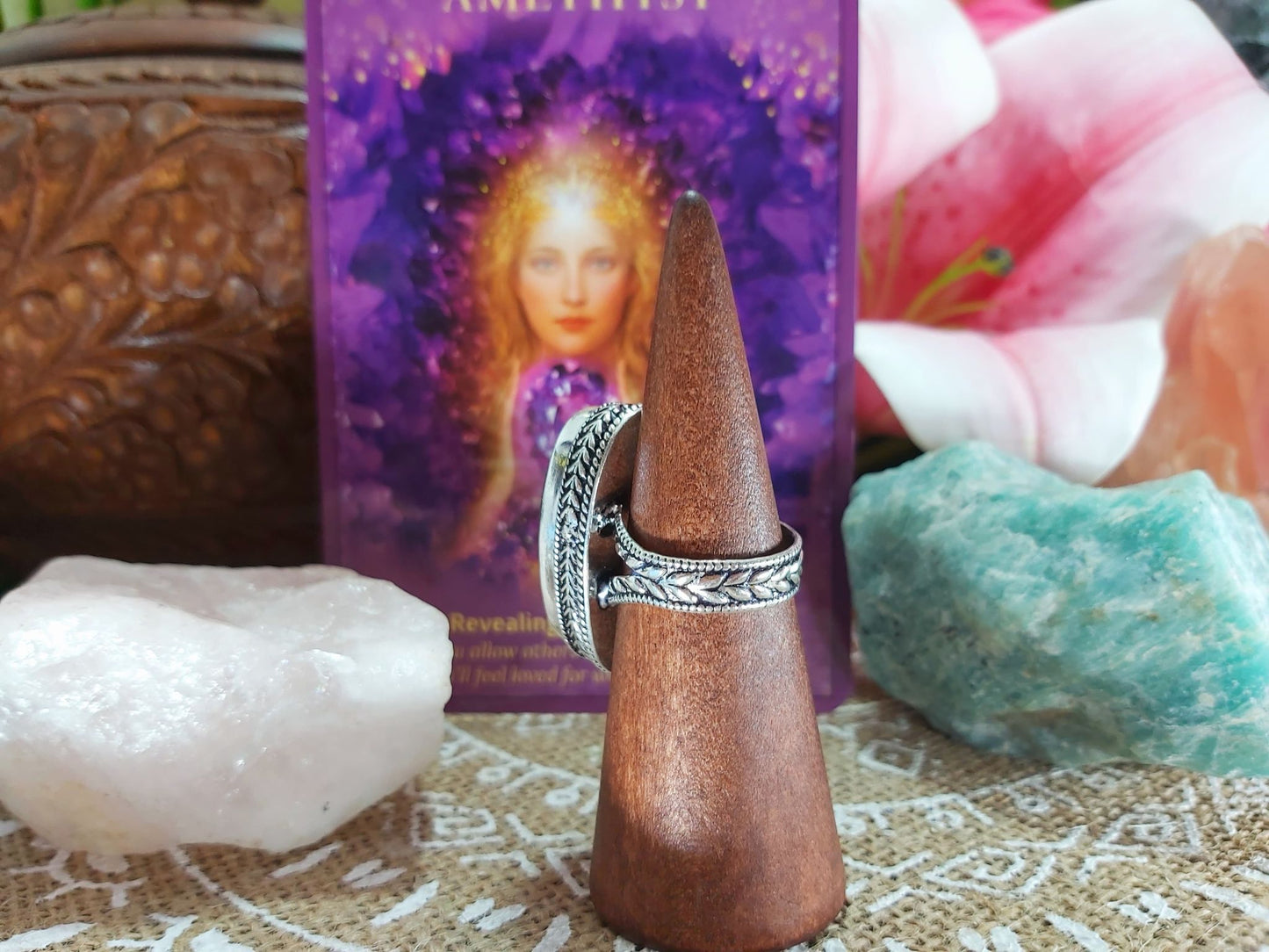 Amethyst Soul Star Protection Ring Size US 9 (E935)