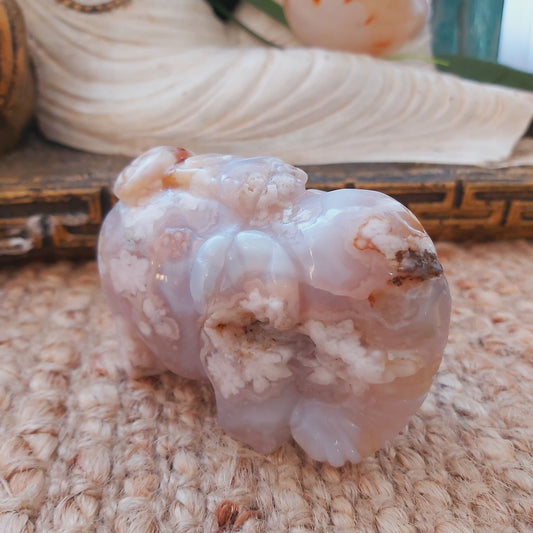Hand Carved Flower Agate Crystal 295 gms (GEM139)