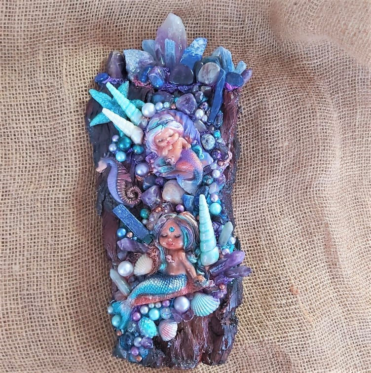 Handmade Crystal Sculpture Decor – Amethyst, Kyanite, & Lapis Lazuli (Deco 2)