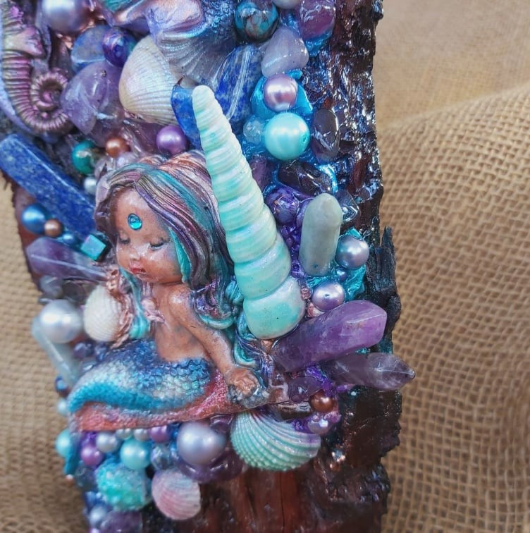 Handmade Crystal Sculpture Decor – Amethyst, Kyanite, & Lapis Lazuli (Deco 2)