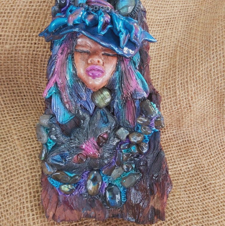 Handmade Crystal Sculpture Decor – Labradorite & Carribean Blue Calcite (Deco 4)