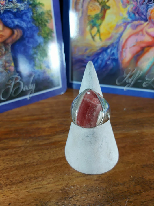 Rhodochrosite Inner Peace Ring Size US 9 (E101)