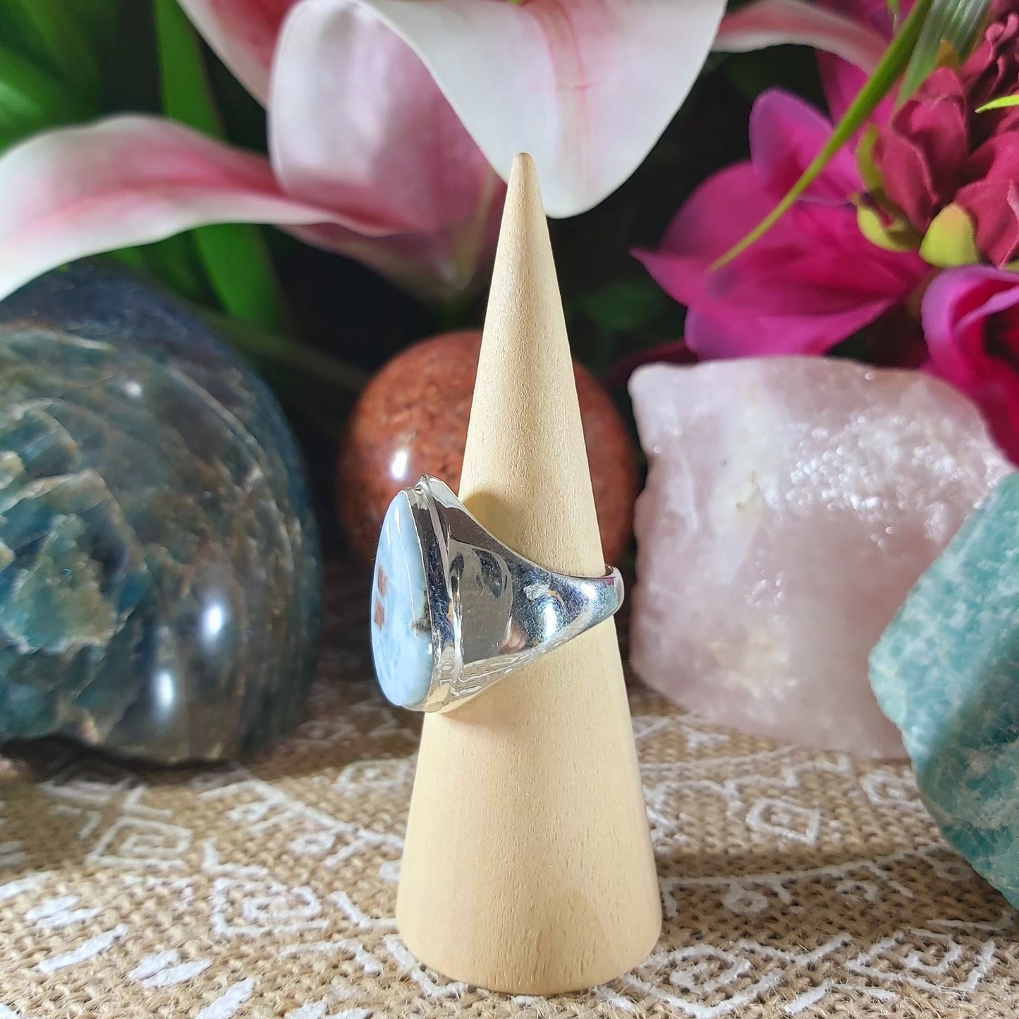 Larimar Emotional Healing Ring Size US 8.5 (E1049)