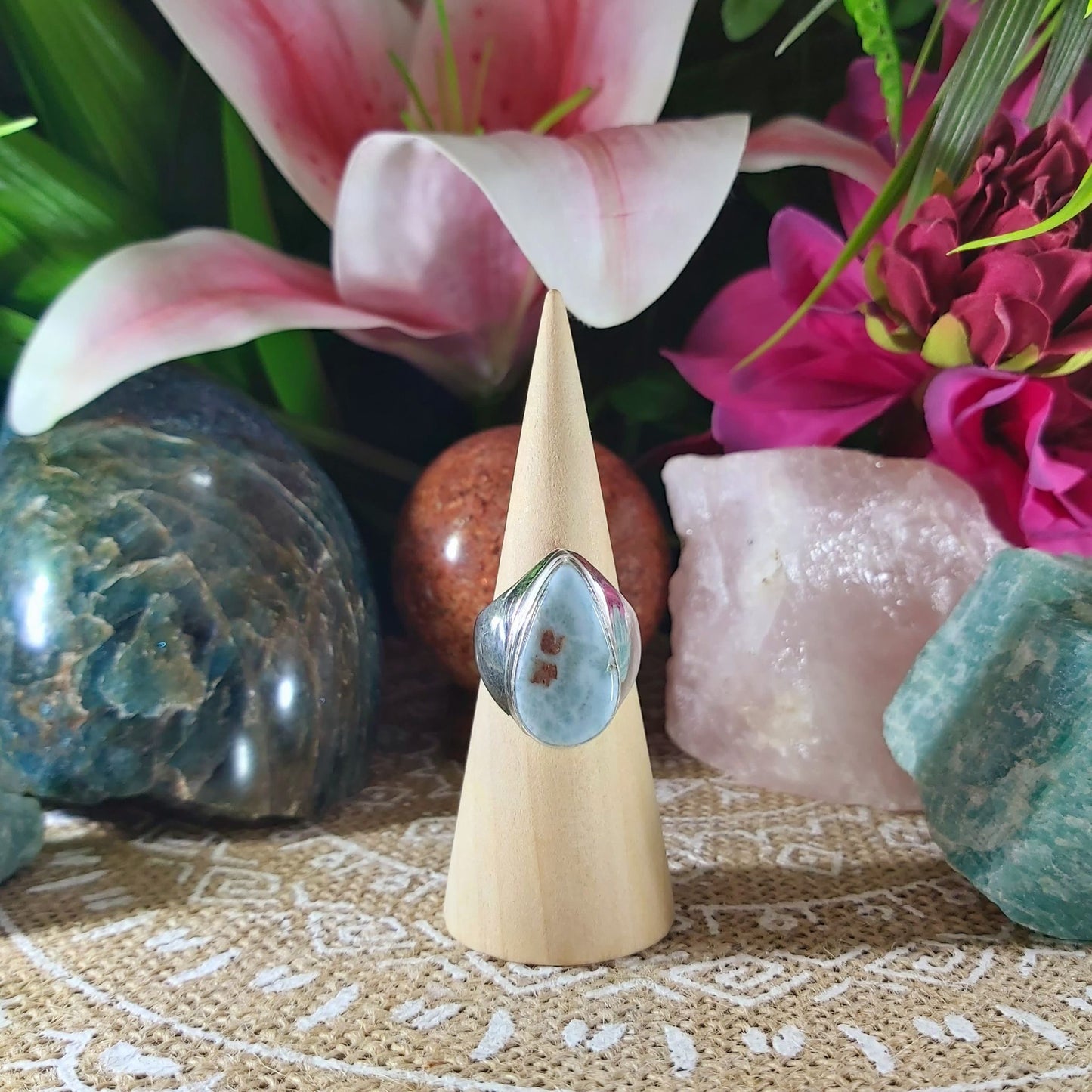 Larimar Emotional Healing Ring Size US 8.5 (E1049)