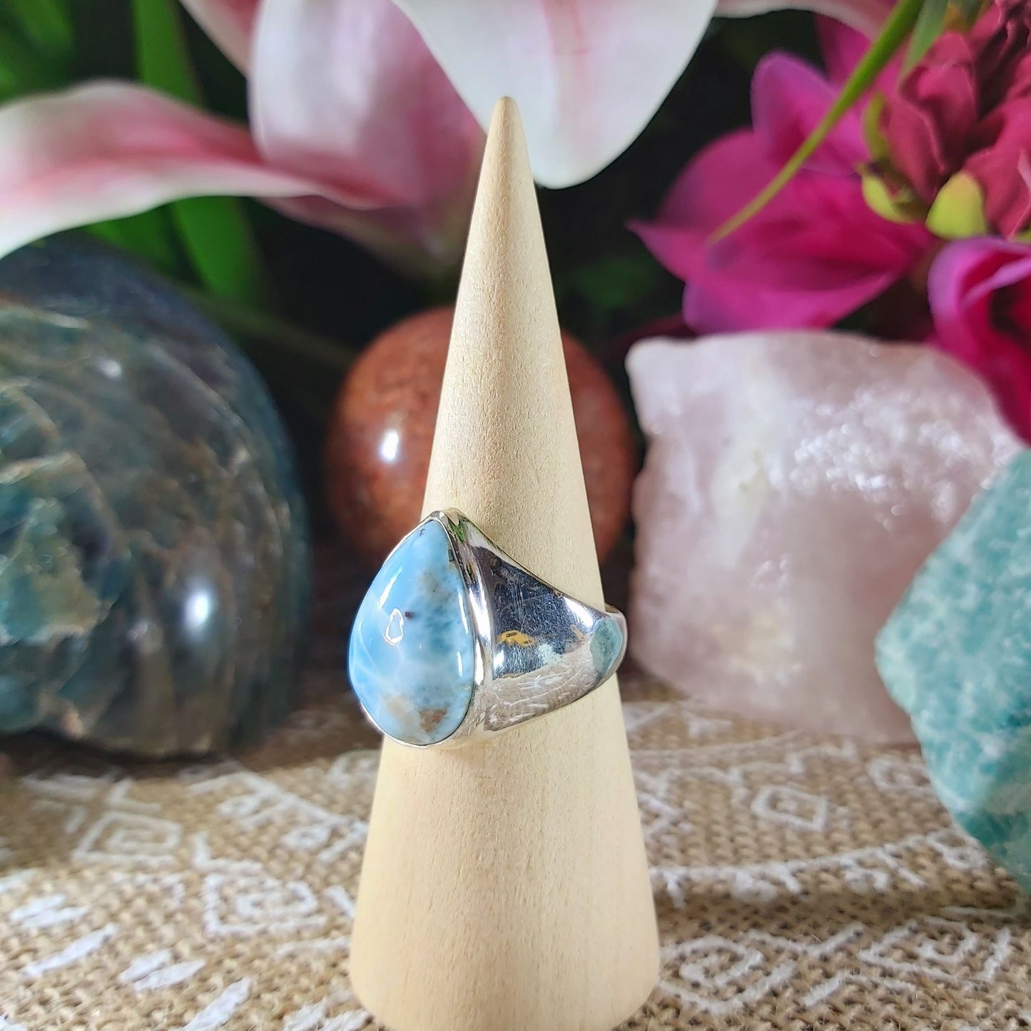 Larimar Emotional Healing Ring Size US 9 (E1050)