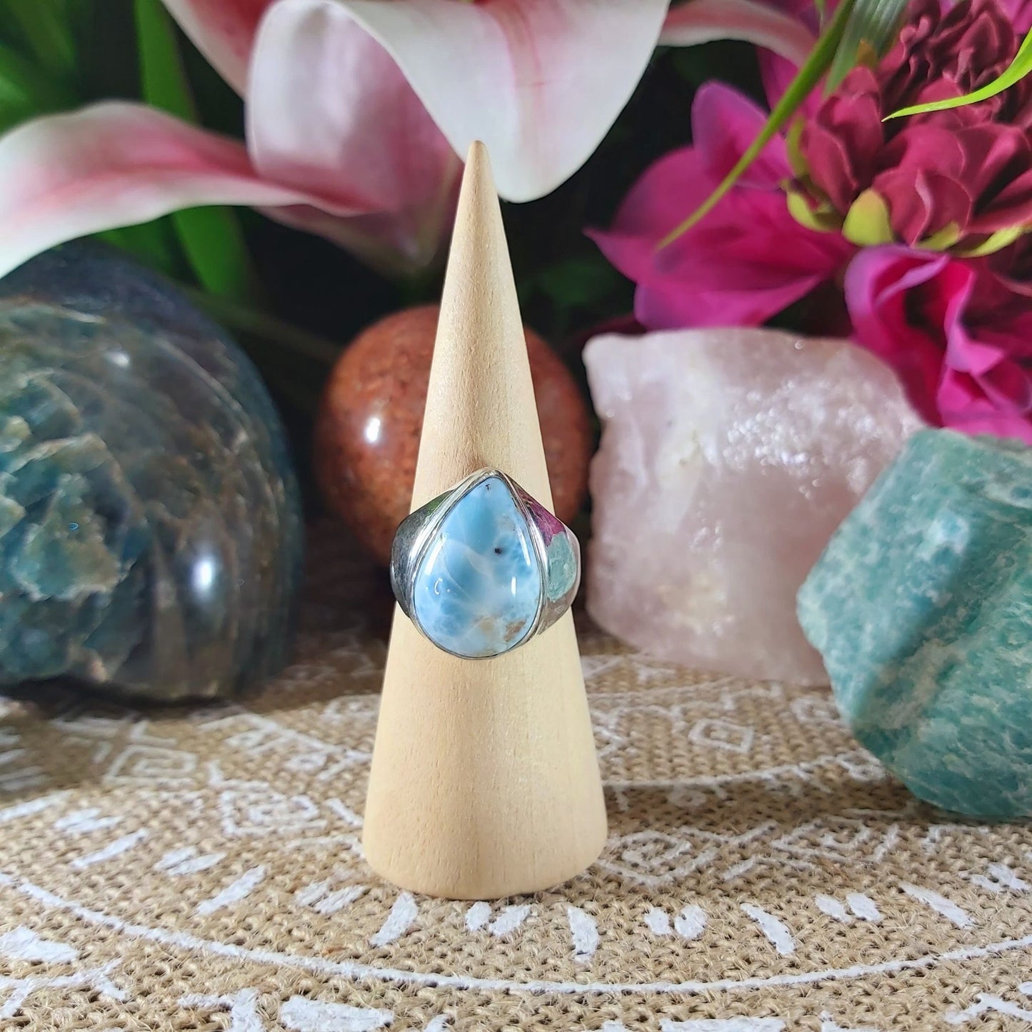 Larimar Emotional Healing Ring Size US 9 (E1050)