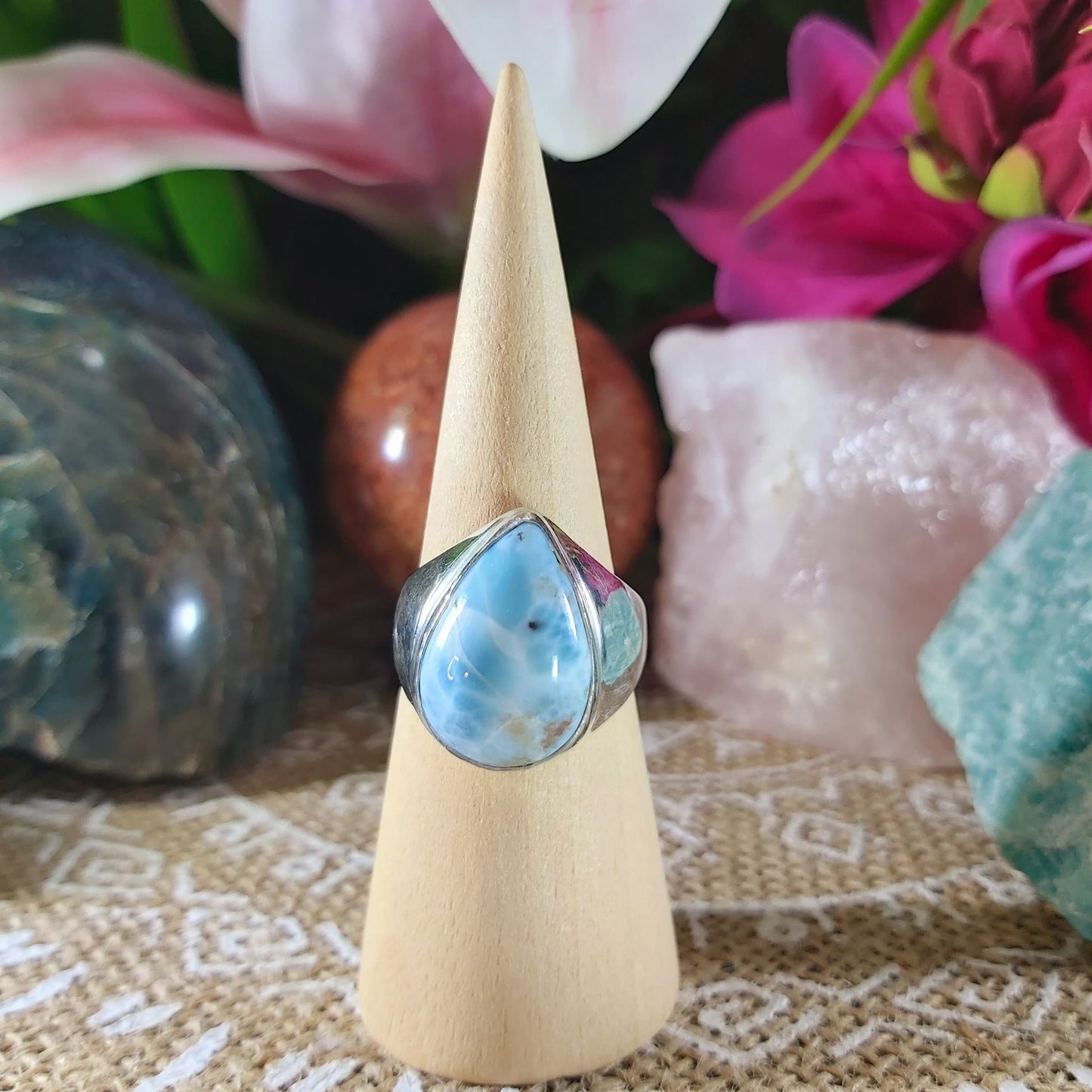 Larimar Emotional Healing Ring Size US 9 (E1050)