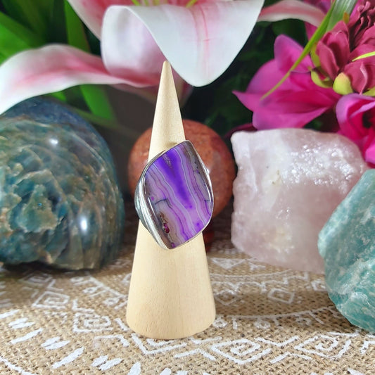 Agate Gemstone Ring Size US 8.5 (E1091)