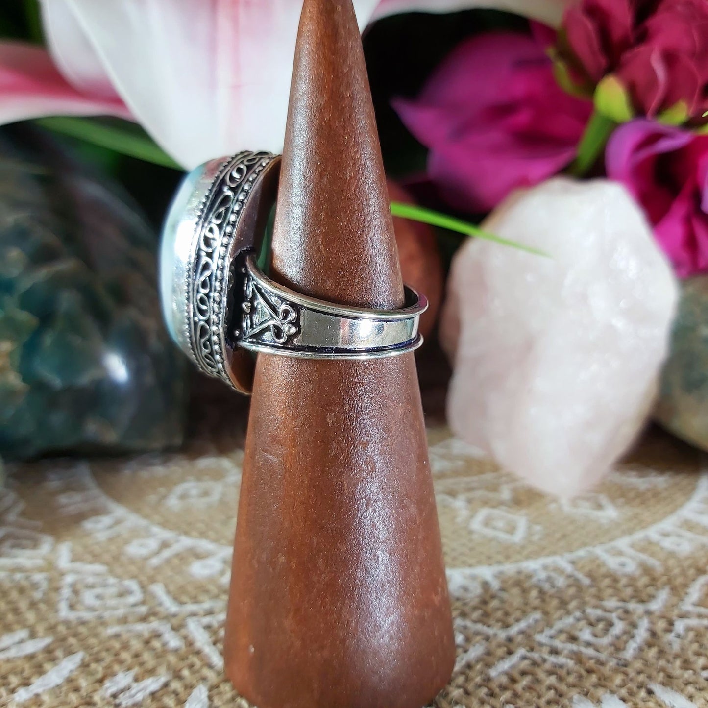 Larimar Emotional Healing Gemstone Ring US 8 (E1127)