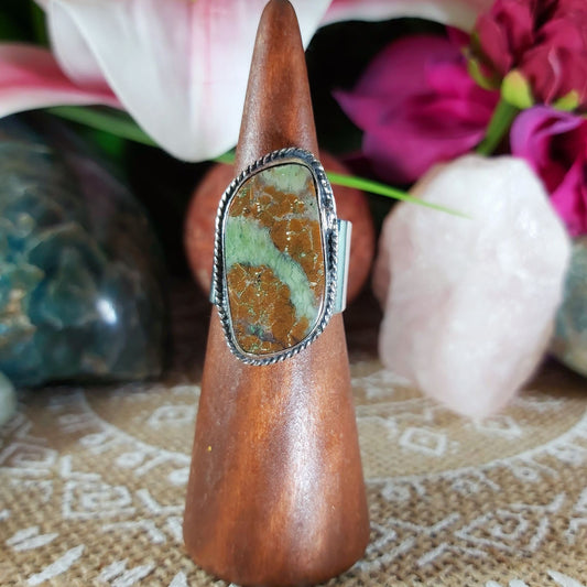 Chrysoprase Forgiveness Gemstone Ring US 8 (E1246)