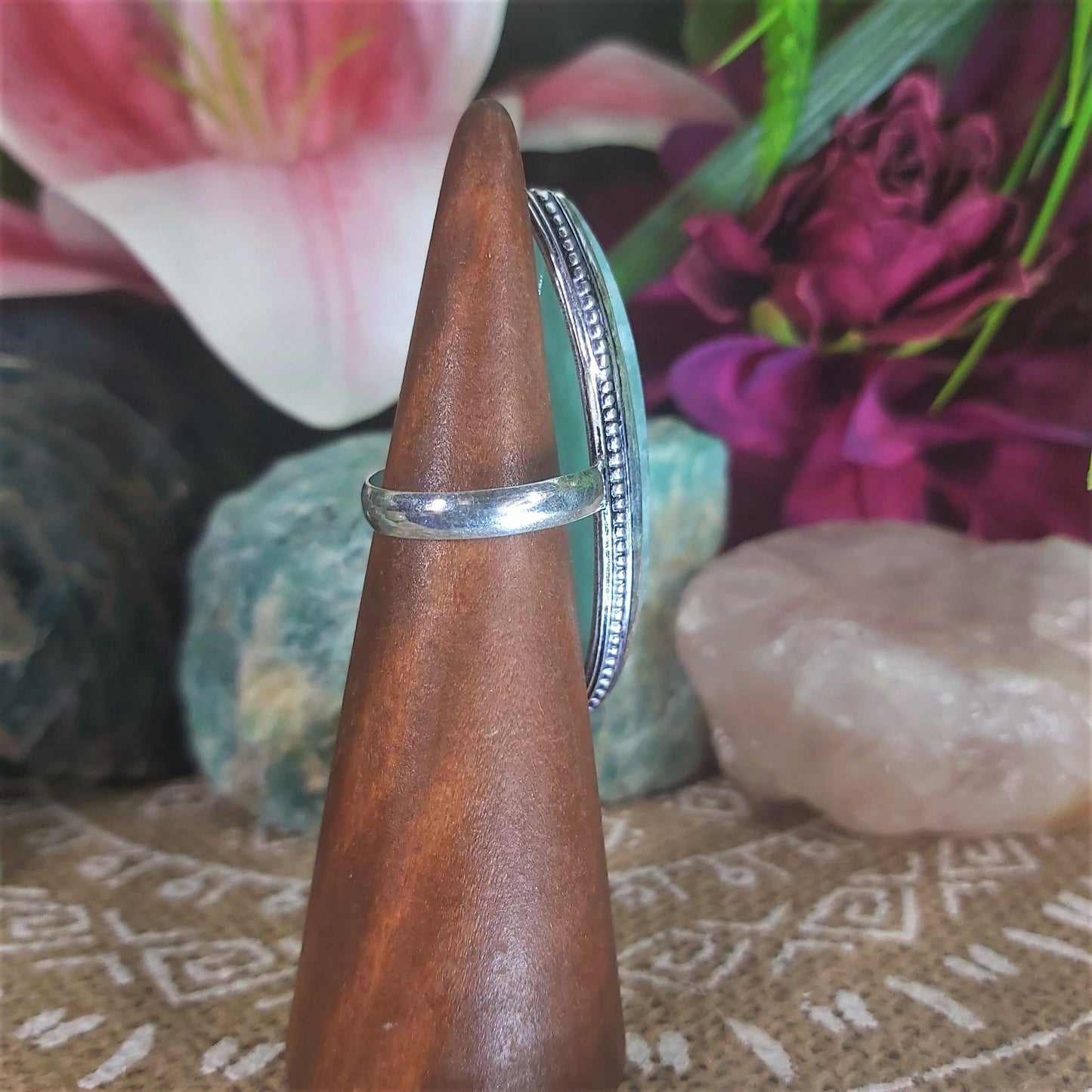 Amazonite Speaking Ones Truth Ring US 7.5 (E1291)