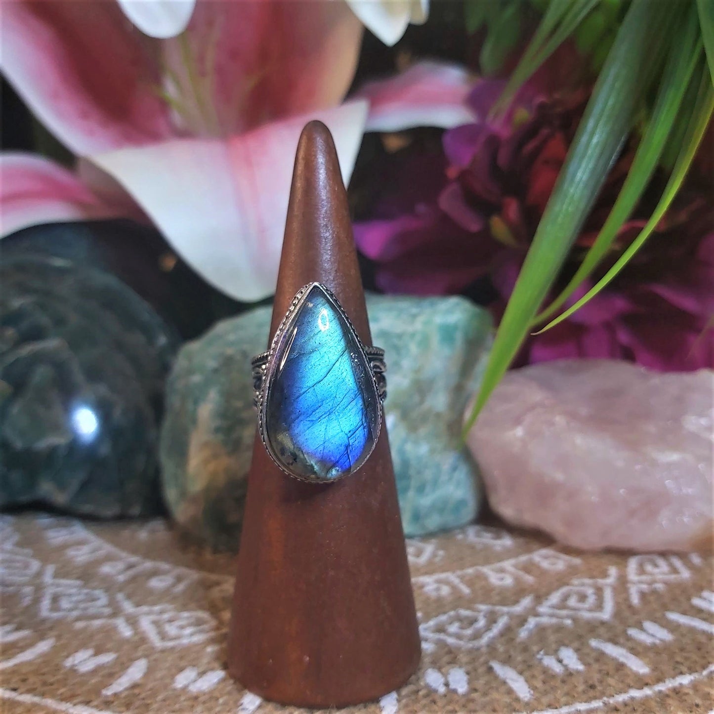 Labradorite Psychic Protection Gemstone Ring US 8 (E1300)