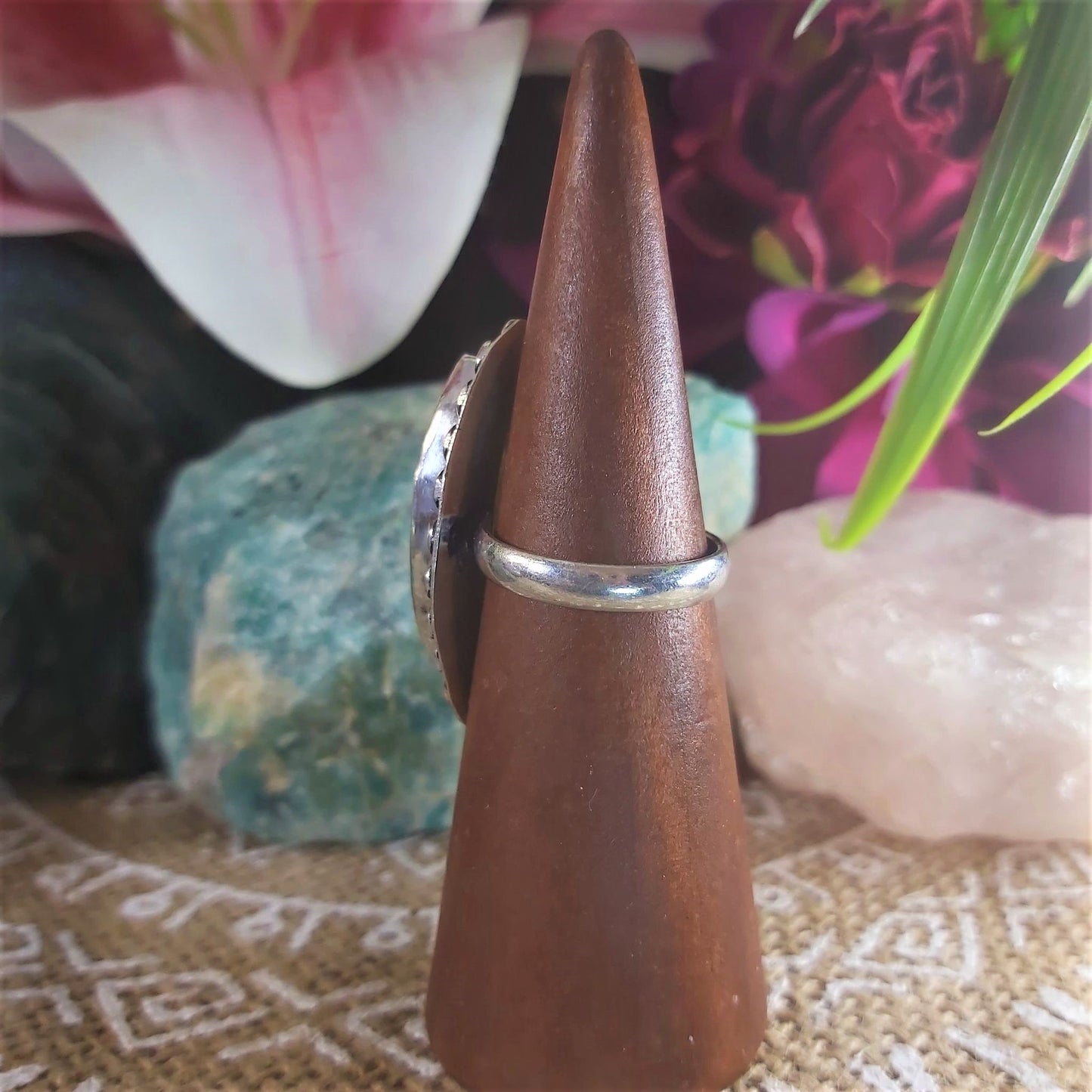 Labradorite Psychic Protection Gemstone Ring US 8 (E1301)