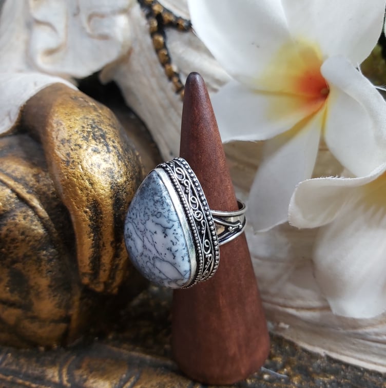 Dendritic Opal Spiritual Growth Ring US 8 (E1727)