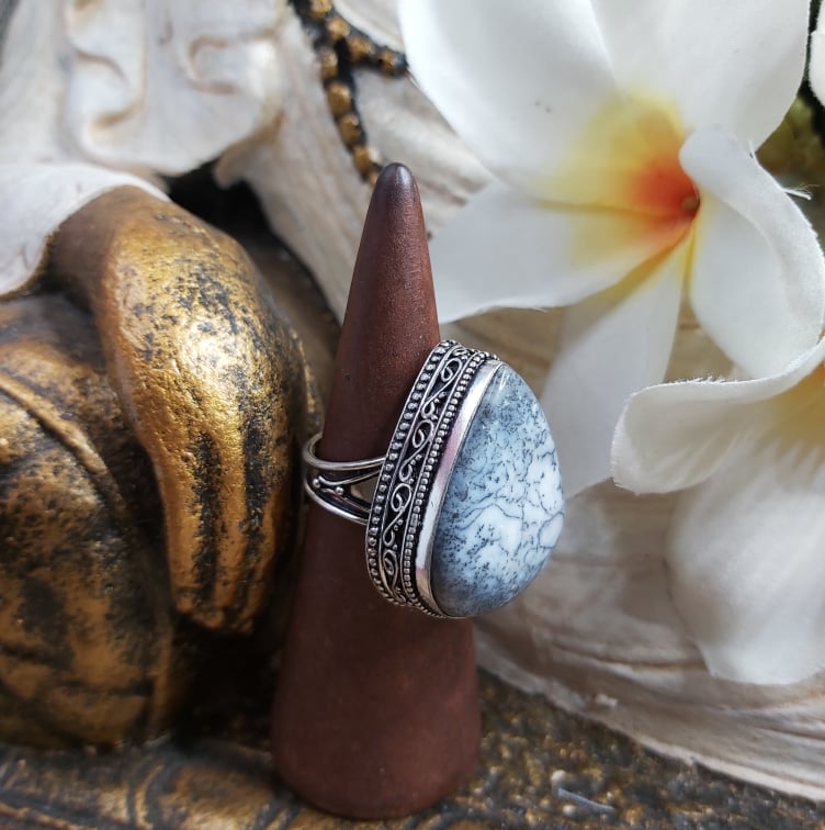 Dendritic Opal Spiritual Growth Ring US 8 (E1727)