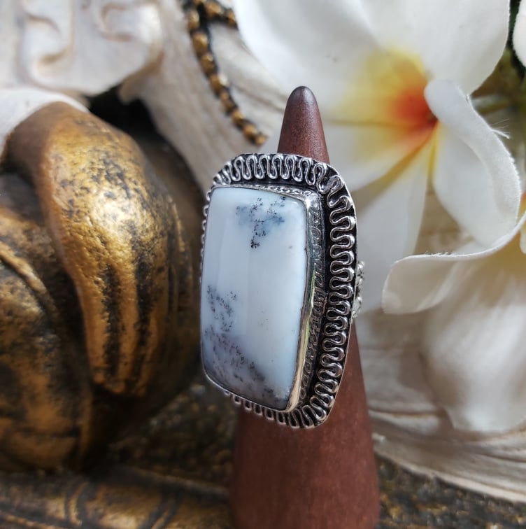 Dendritic Opal Spiritual Growth Ring US 8 (E1728)