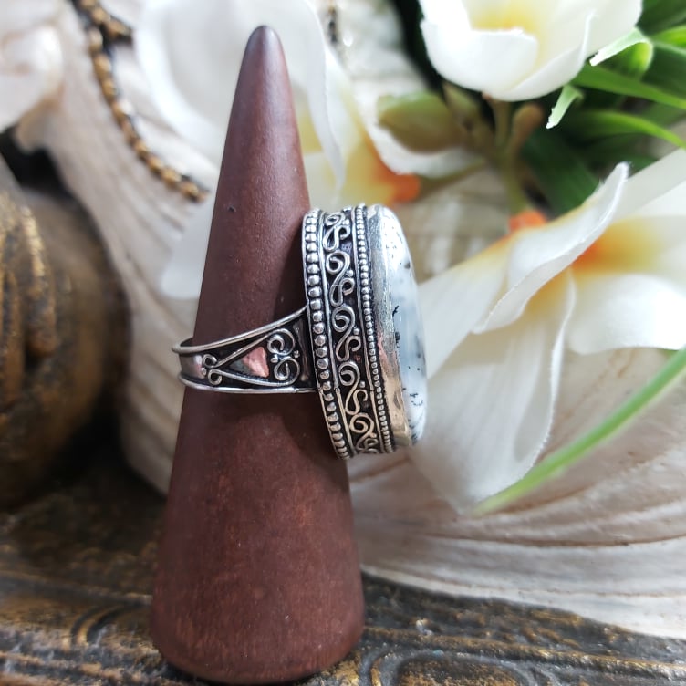 Dendritic Opal Spiritual Growth Ring US 10 (E1734)