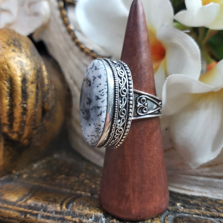 Dendritic Opal Spiritual Growth Ring US 10 (E1734)