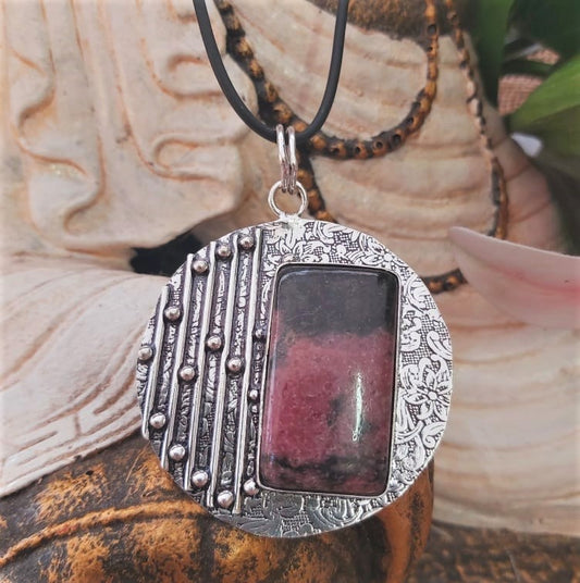 Rhodonite Self Worth Gemstone Pendant (E2104)
