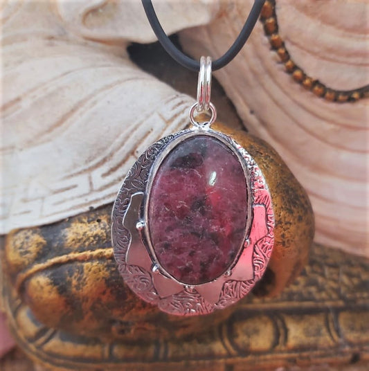 Rhodonite Self Worth Gemstone Pendant (E2105)
