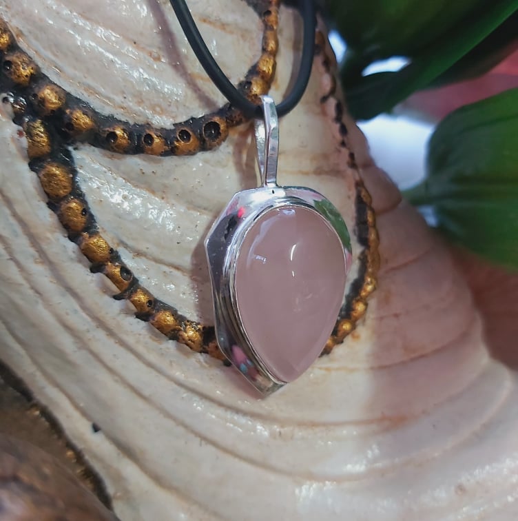 Rose Quartz True Love Gemstone Pendant  (E2128)