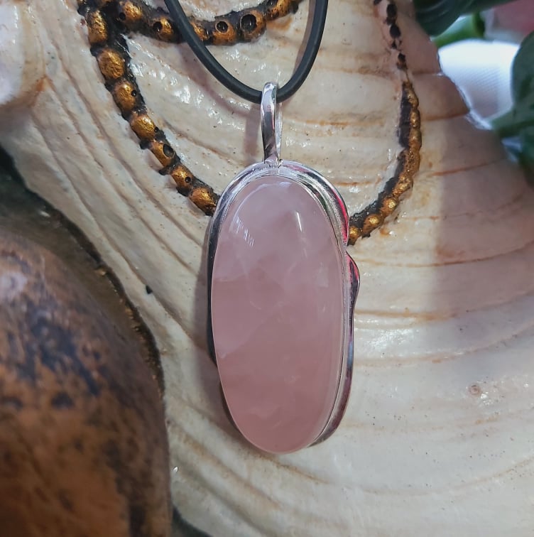 Rose Quartz True Love Gemstone Pendant  (E2129)