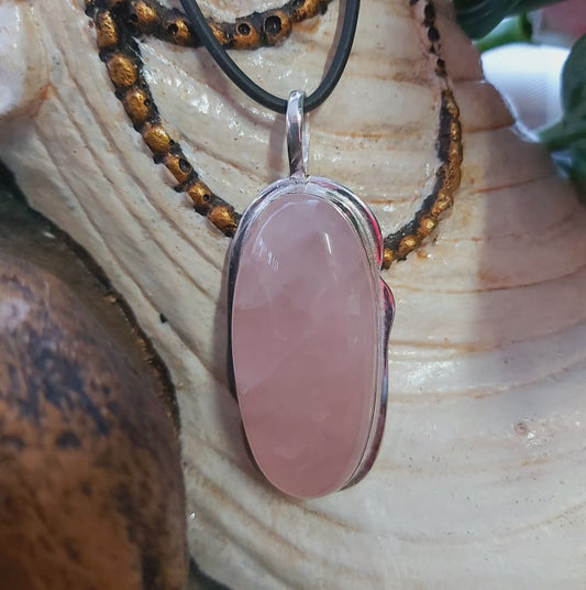 Rose Quartz True Love Gemstone Pendant  (E2129)