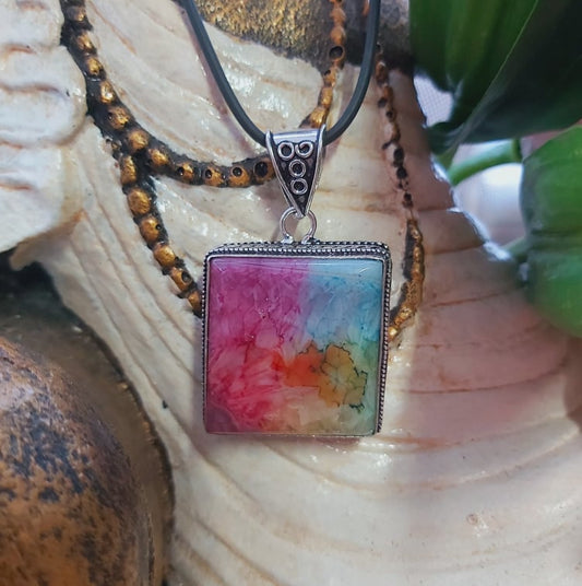 Rainbow Agate Grounding Gemstone Pendant (E2131)