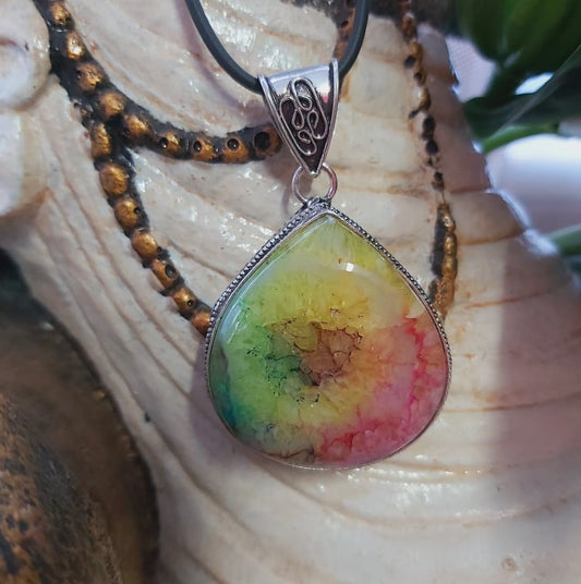 Rainbow Agate Grounding Gemstone Pendant (E2132)