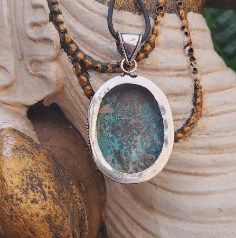 Chrysocolla Heart Chakra Gemstone Pendant (E2261)