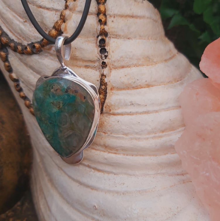 Chrysocolla Heart Chakra Gemstone Pendant (E2262)