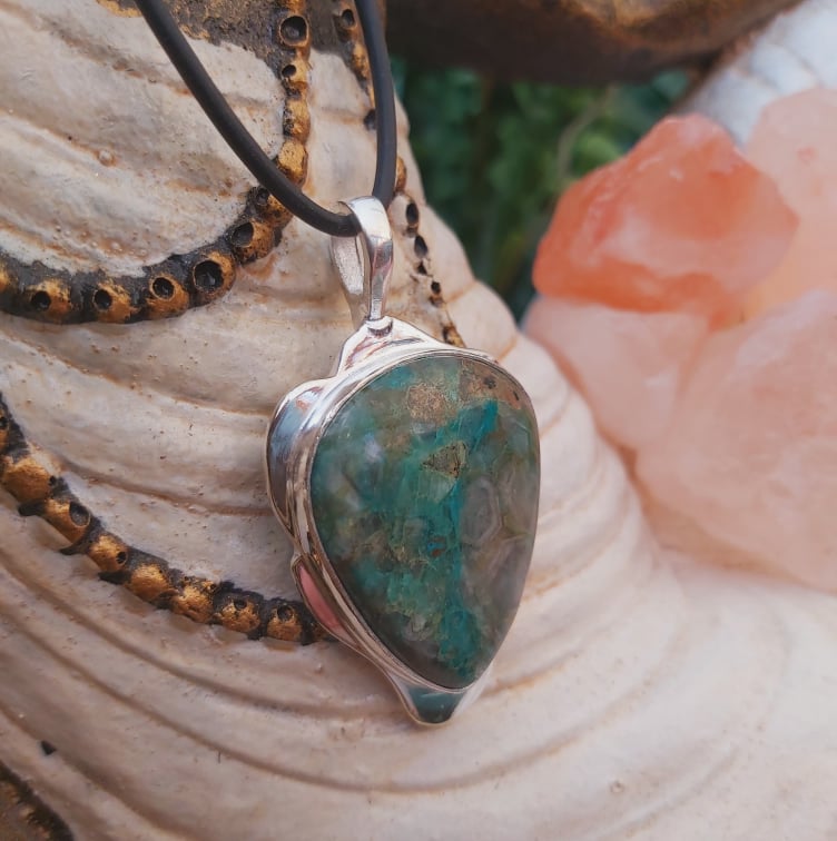 Chrysocolla Heart Chakra Gemstone Pendant (E2262)