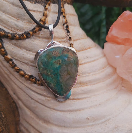 Chrysocolla Heart Chakra Gemstone Pendant (E2262)
