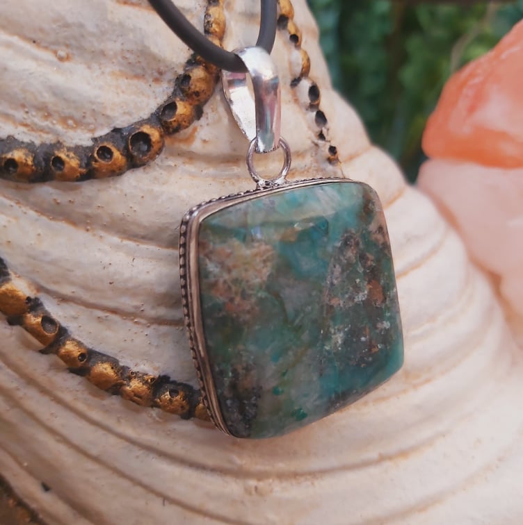 Chrysocolla Heart Chakra Gemstone Pendant (E2263)