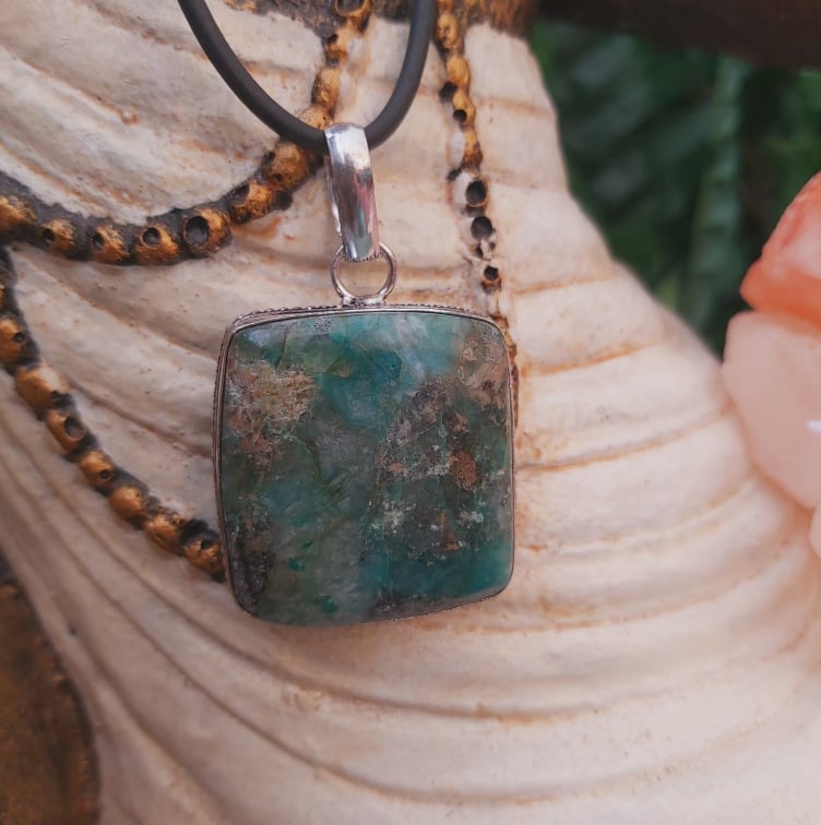 Chrysocolla Heart Chakra Gemstone Pendant (E2263)