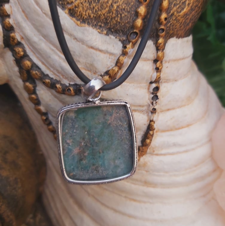 Chrysocolla Heart Chakra Gemstone Pendant (E2263)