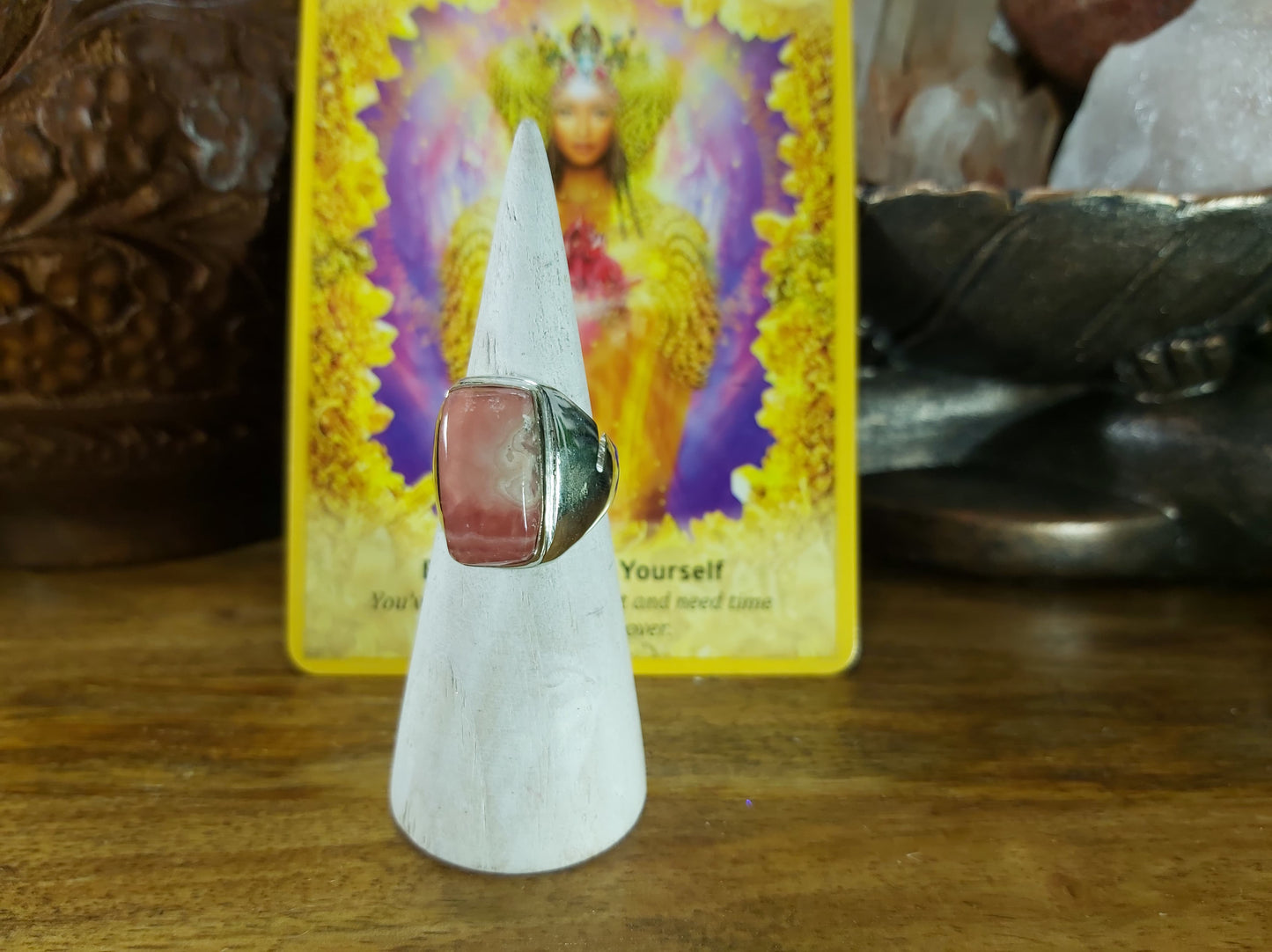 Rhodochrosite Love Ring Size US 8 (E90)