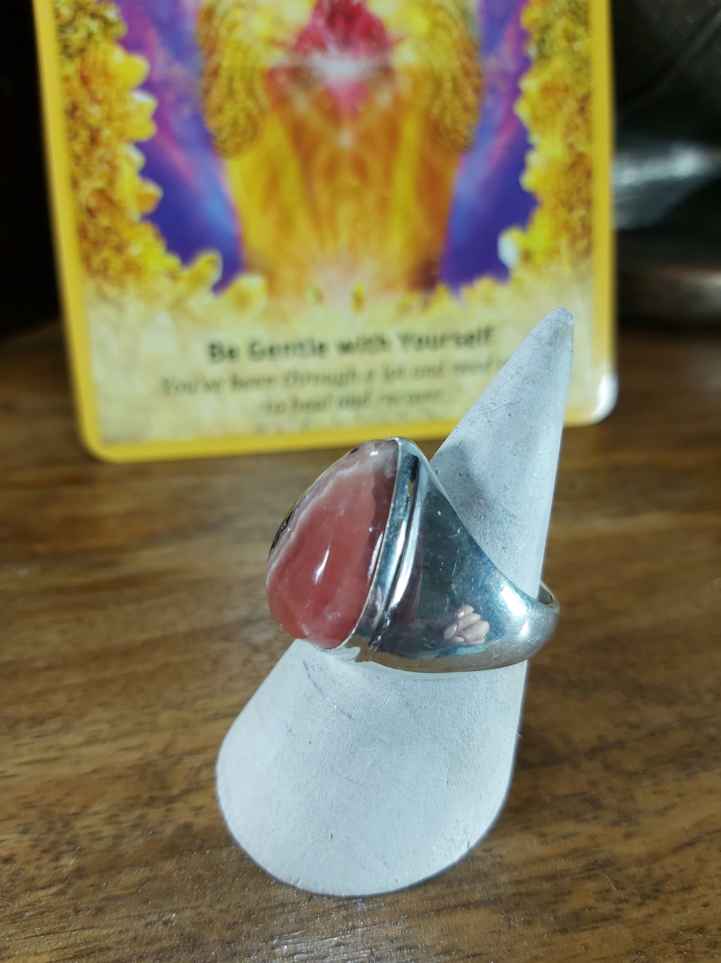 Rhodochrosite Inner Peace Ring Size US 8 (E92)