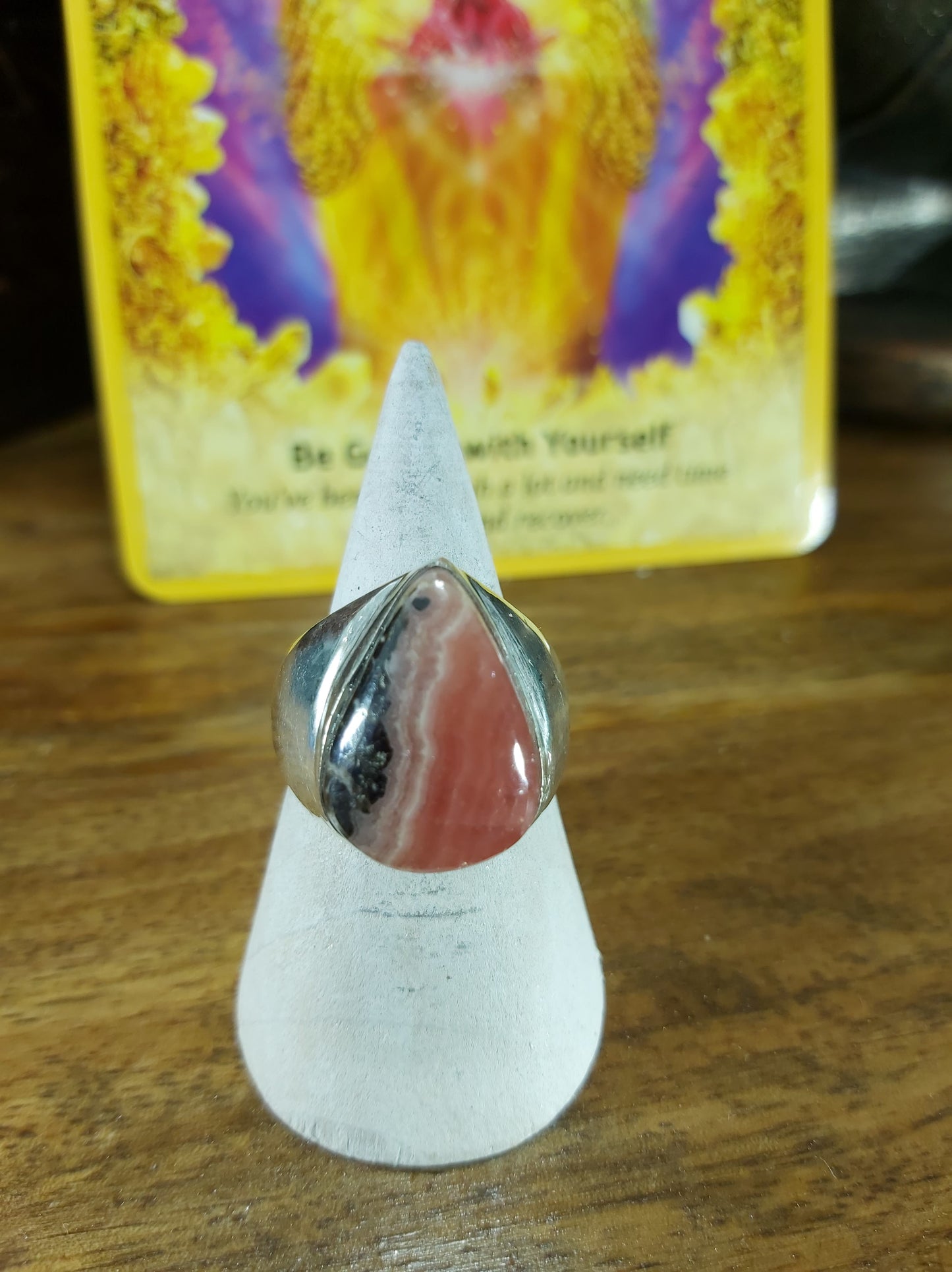 Rhodochrosite Inner Peace Ring Size US 8 (E92)