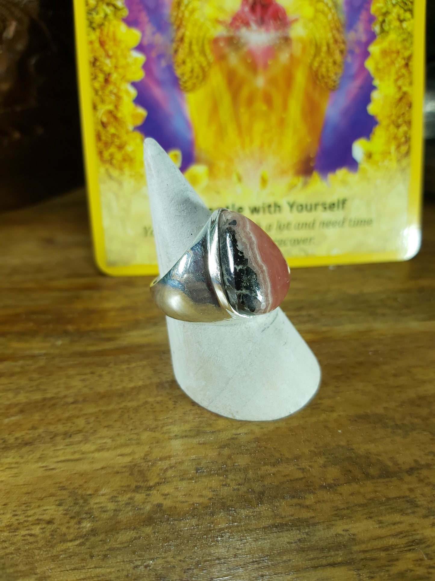 Rhodochrosite Inner Peace Ring Size US 8 (E92)