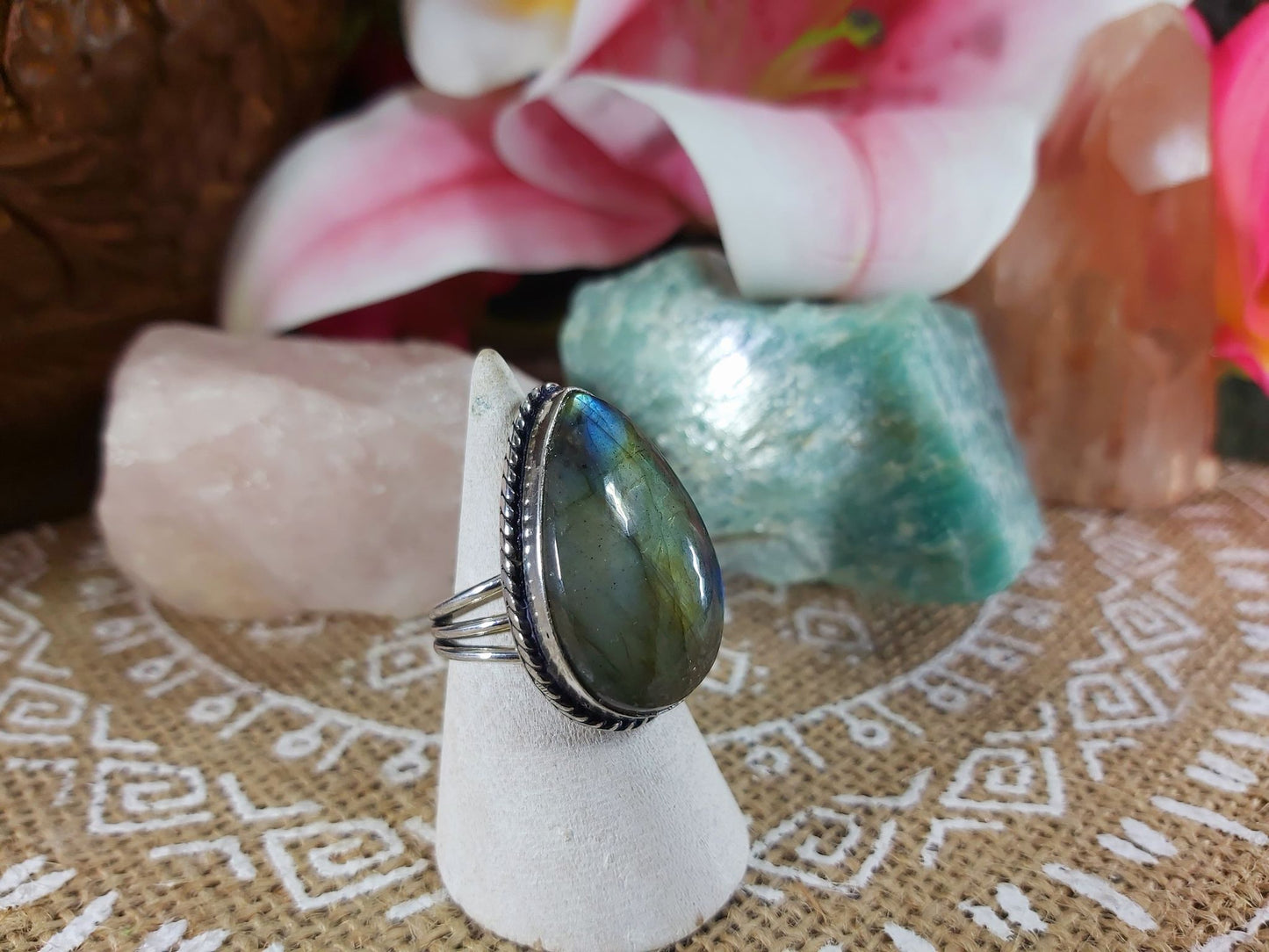Labradorite Inner Spirit Gemstone Ring Size US 8 (E941)