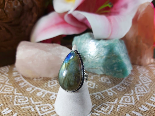Labradorite Inner Spirit Gemstone Ring Size US 8 (E941)