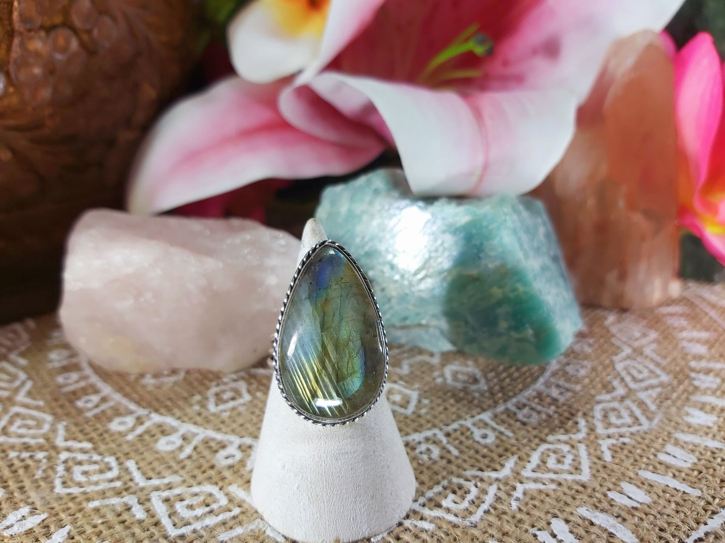 Labradorite Inner Spirit Gemstone Ring Size US 8 (E941)