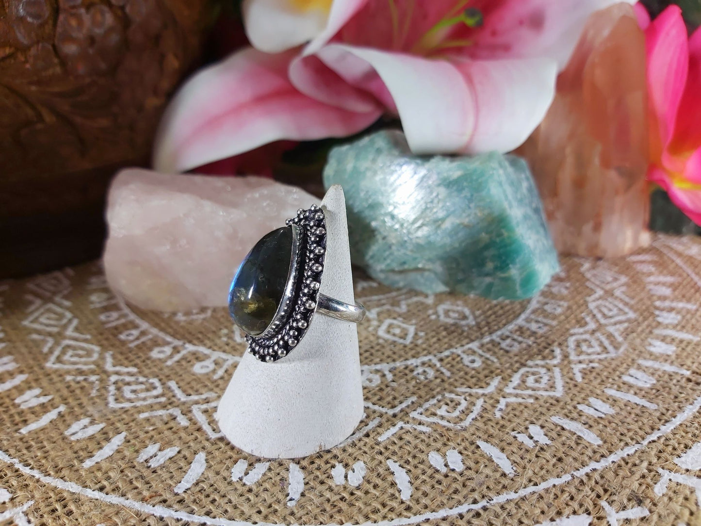 Labradorite Inner Spirit Gemstone Ring Size US 8 (E942)