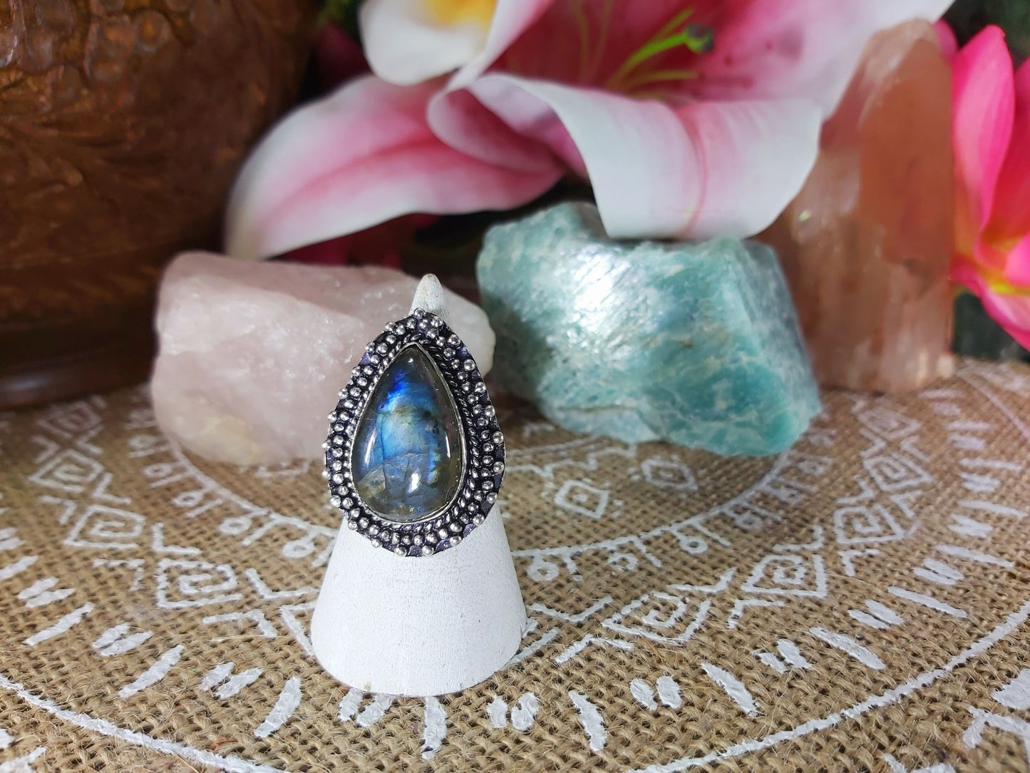 Labradorite Inner Spirit Gemstone Ring Size US 8 (E942)