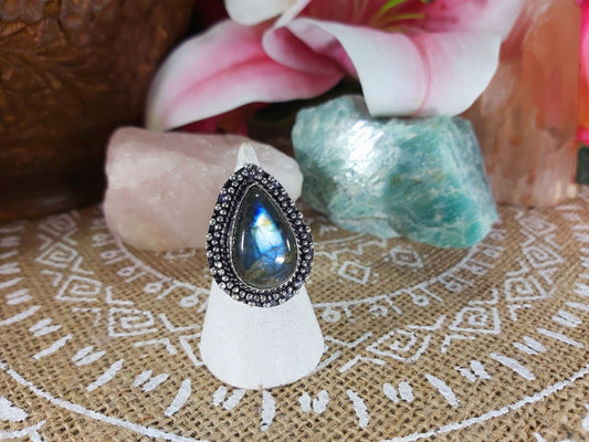 Labradorite Inner Spirit Gemstone Ring Size US 8 (E942)