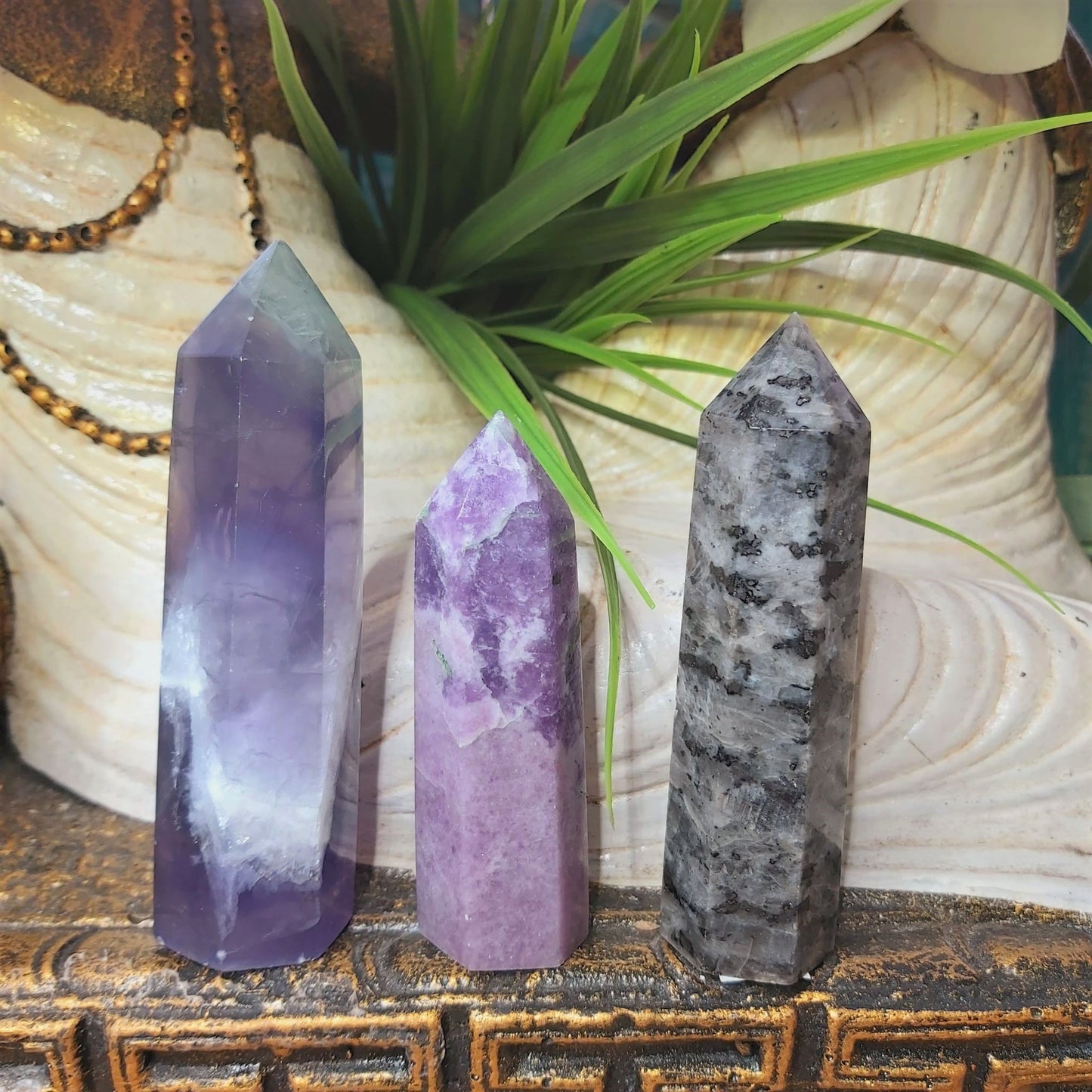 Fluorite, Lepidolite & Larvakite Crystals 232 gms (GEM191)