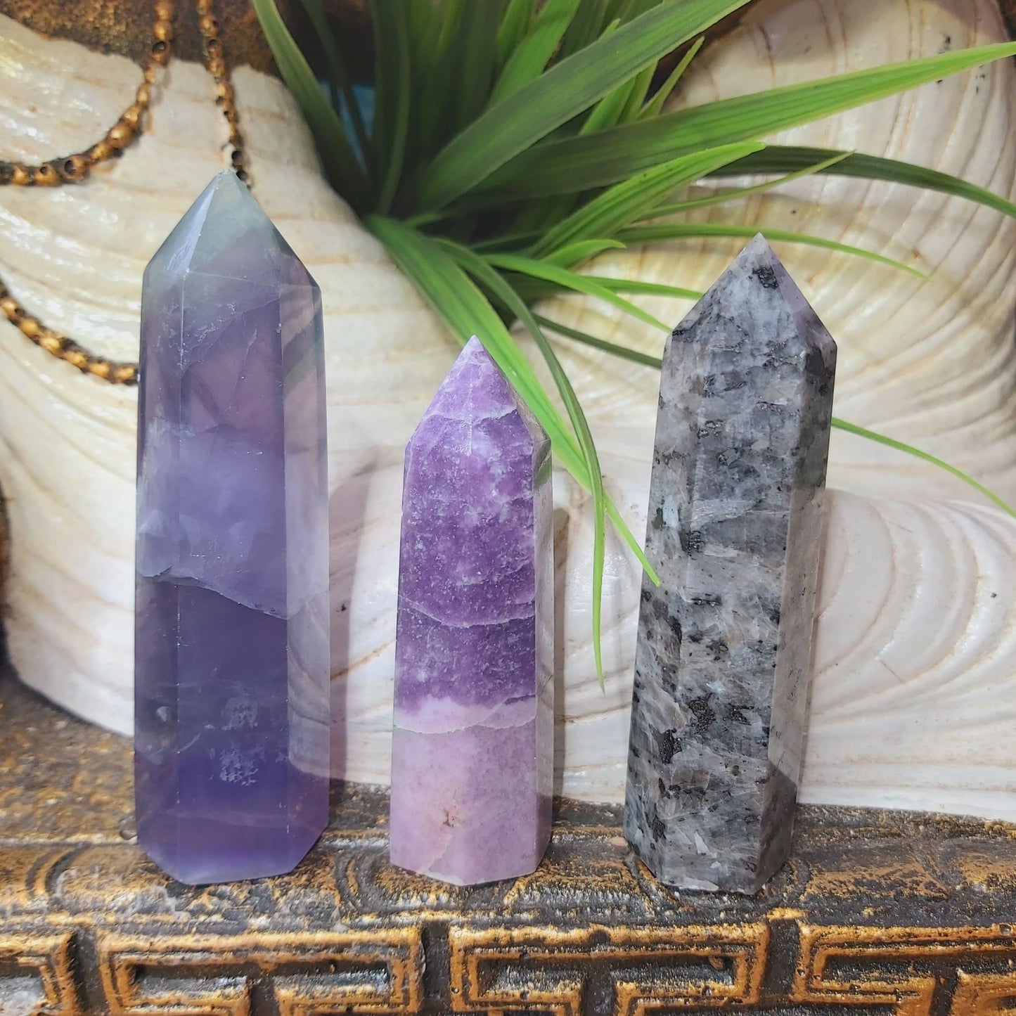 Fluorite, Lepidolite & Larvakite Crystals 232 gms (GEM191)