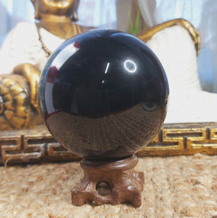 Black Obsidian With Silver Flash Crystal Sphere 756 gms (GEM207)